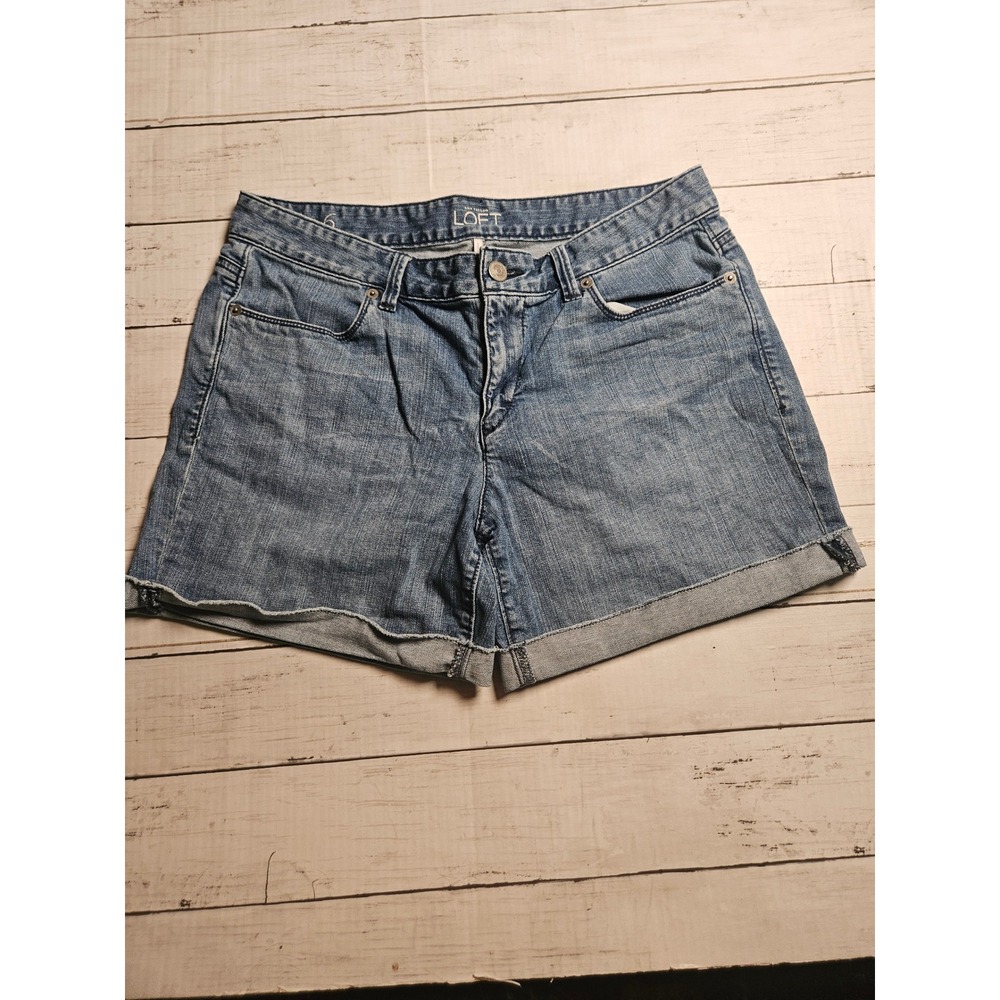 Ann Taylor LOFT Womens Denim Shorts Blue Medium Wash Cuffed Size 6